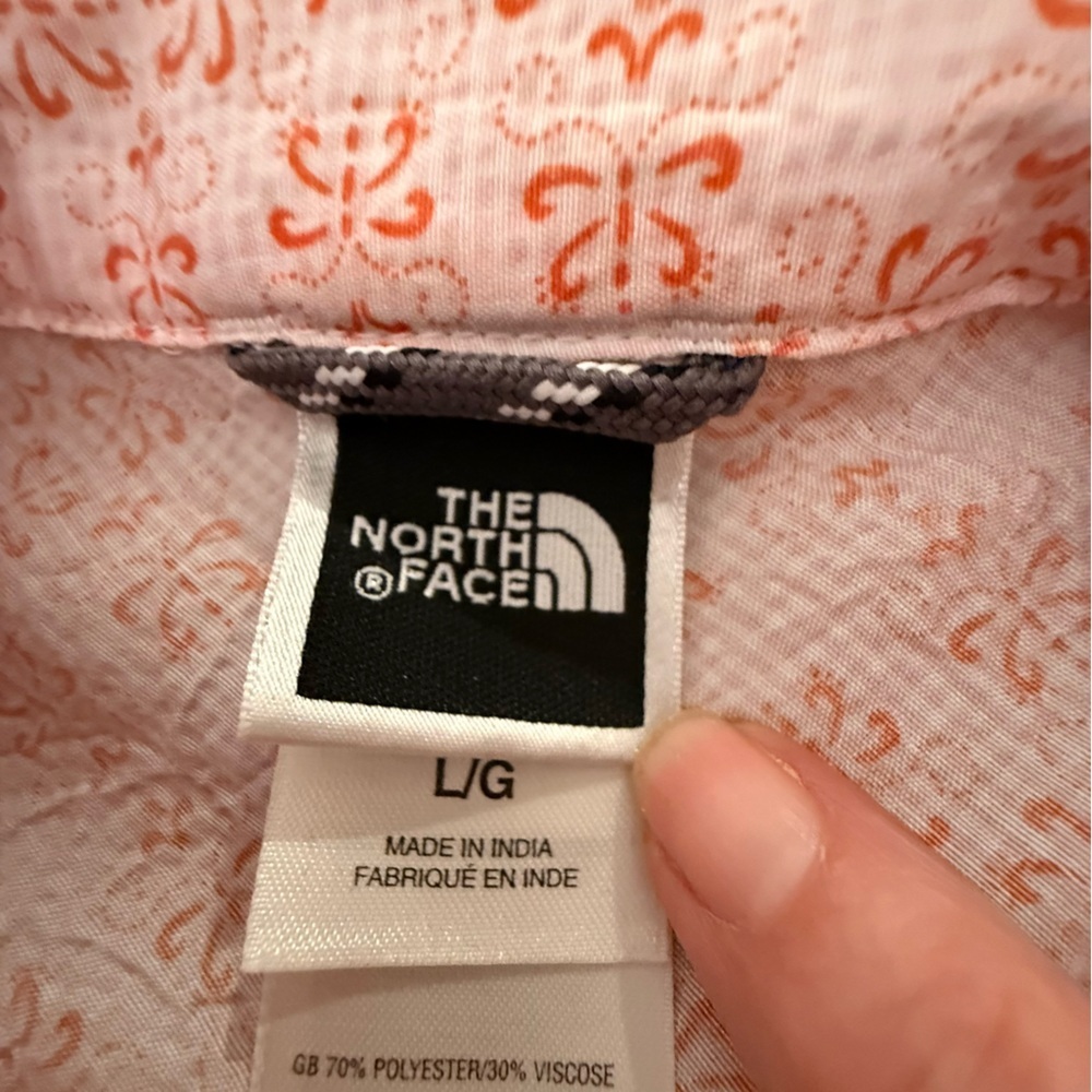 The North Face Sleeveless Hiking Shirt Button Down Pink Pattern Size Large - Picture 9 of 13